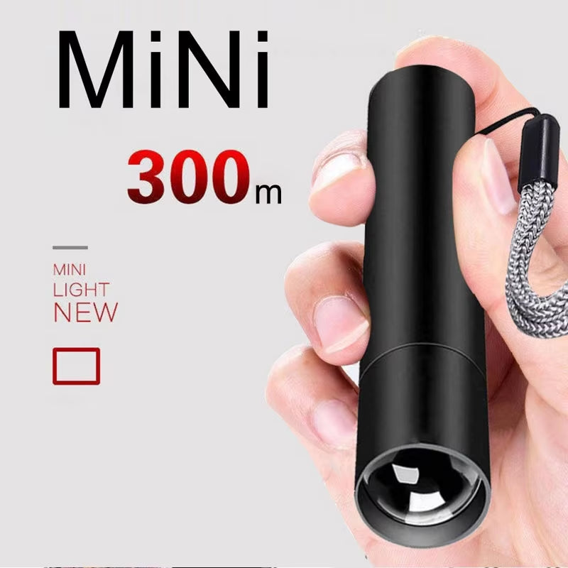 Waterproof Mini Telescopic Zoom Torch USB Rechargeable Powerful Flashlight