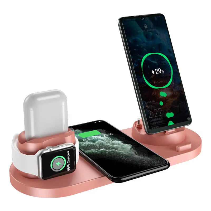 6 in 1 Wireless Charger Stand Pad for Iphone 15 14 13 12 Pro Max Apple Watch Airpods Phone Chargers Fast Charging Dock Station