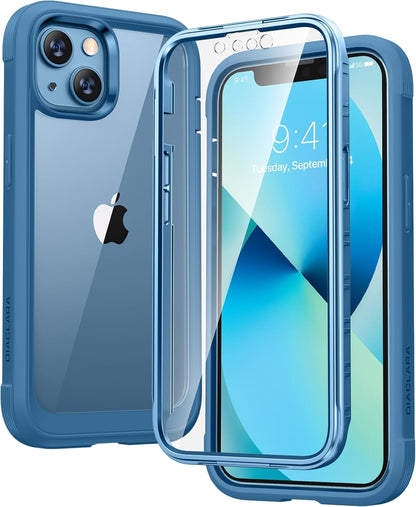 Compatible with Iphone 13 Case, 360° Full Body with Built-In Screen Protector Touch Sensitive Shockproof Bumper Case Cover Clear-Back Designed Compatible for Iphone 13 6.1&quot;-Blue