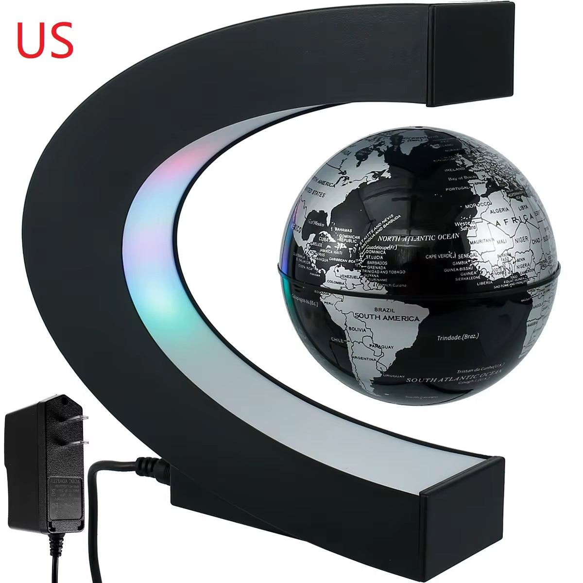 World Map Magnetic Levitation Globe LED Rotating Earth