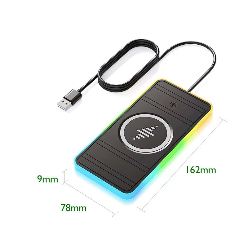 Car Wireless Charger Silicone Non Slip Pad RGB Light for Iphone15 14 13 12 Samsung 15W Car Phone Chargers Fast Charging Station