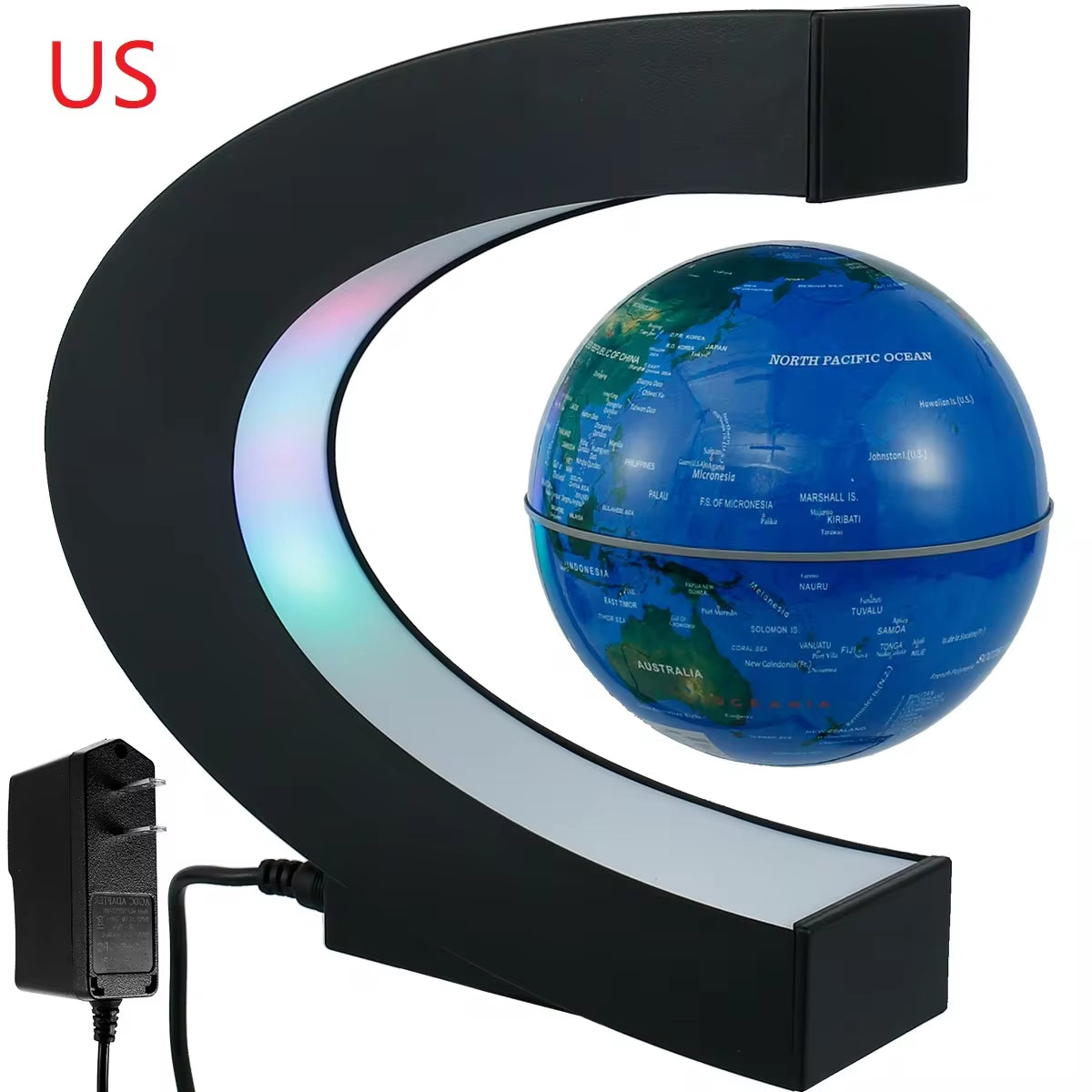 World Map Magnetic Levitation Globe LED Rotating Earth