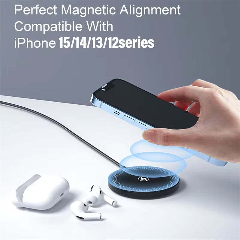 30W Magnetic Wireless Charger Pad Fast Charging Stand for Iphone 15 14 13 12 Pro Airpods PD Macsafe Phone Chargers Dock Station