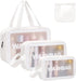 4-Piece Clear Toiletry Set, Waterproof PU Makeup Bag with Zipper Handle, Portable Travel Cosmetic Organizer for Men and Women