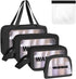 4-Piece Clear Toiletry Set, Waterproof PU Makeup Bag with Zipper Handle, Portable Travel Cosmetic Organizer for Men and Women