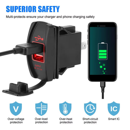 5V 3.1A LED Car Socket Charger Dual USB Ports Dustproof Phone Chargers Power Adapter for Truck RV Camper Caravans