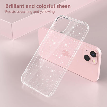 Glitter Clear Case Compatible with Iphone 15 with 2 Pack Screen Protector with 2 Pack Camera Lens Protector, Soft TPU Bumper Anti-Scratch Shockproof Transparent Sparkly Cover for Iphone 15