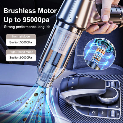 Car Vacuum Cleaner Portable Wireless Vacuum Cleaner 95000PA Strong Suction Handheld Vacuum Cleaner Powerful Blower for Car Home