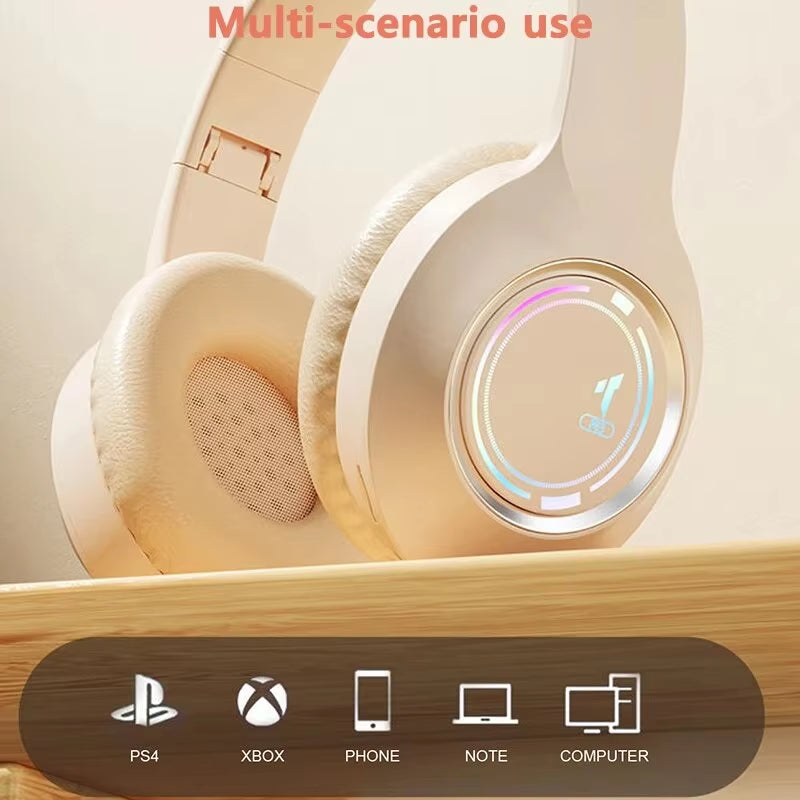 M3 Light-Emitting Bluetooth Headset Folding LED Card Wireless Headset TYPE-C Charging Multi-Scene Use Game Office