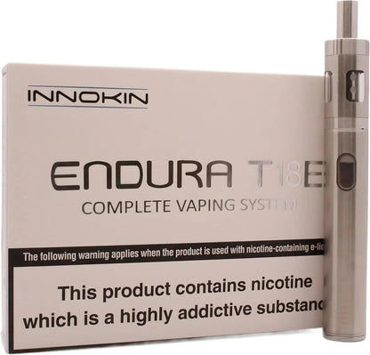 Endura T18E Vape Pen Kit (Silver) 1000Mah Battery, Prism T18E Atomizer, Easy-To-Use Starter Kit for Beginners - Electronic Cigarette with Optimal Performance and Reliability No Nicotine