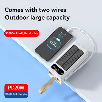 Xiaomi 100000Mah Solar Power Bank High-Capacity Built-In Cables External Battery LED Light Power Bank for Iphone Samsung 2024