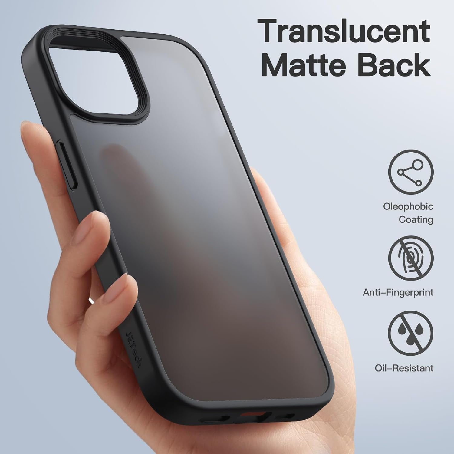 Matte Case for Iphone 15 6.1-Inch, Shockproof Military Grade Drop Protection, Frosted Translucent Back Phone Cover, Anti-Fingerprint (Black)