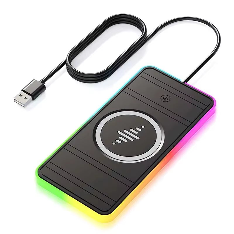 Car Wireless Charger Silicone Non Slip Pad RGB Light for Iphone15 14 13 12 Samsung 15W Car Phone Chargers Fast Charging Station