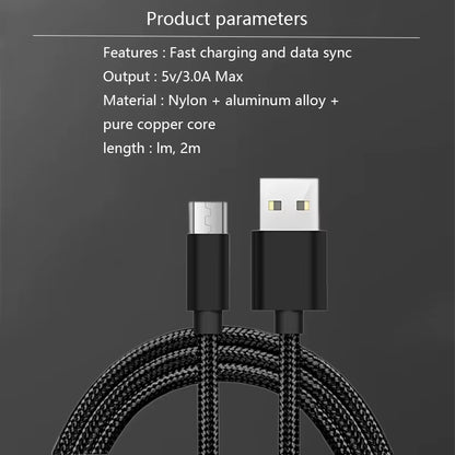 Micro USB Cable 3A Fast Charging Microusb Data Cables for Samsung Xiaomi Huawei Android Mobile Phone Chargers for Phone Cable