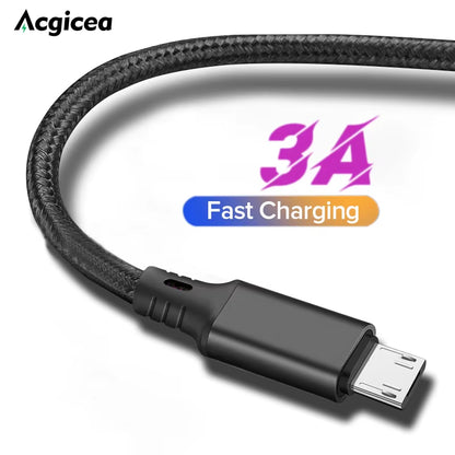 Micro USB Cable 3A Fast Charging Microusb Data Cables for Samsung Xiaomi Huawei Android Mobile Phone Chargers for Phone Cable