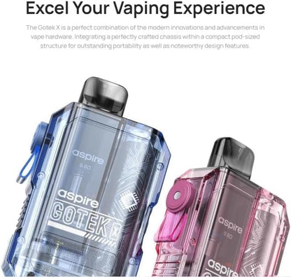 Gotek X Vape Kit, Compact, Stylish Design, 650Mah Battery, 2Ml Refillable Pod, Adjustable Airflow, Nic Salt Compatible, Beginner-Friendly, No Nicotine (Translucent Lavender)