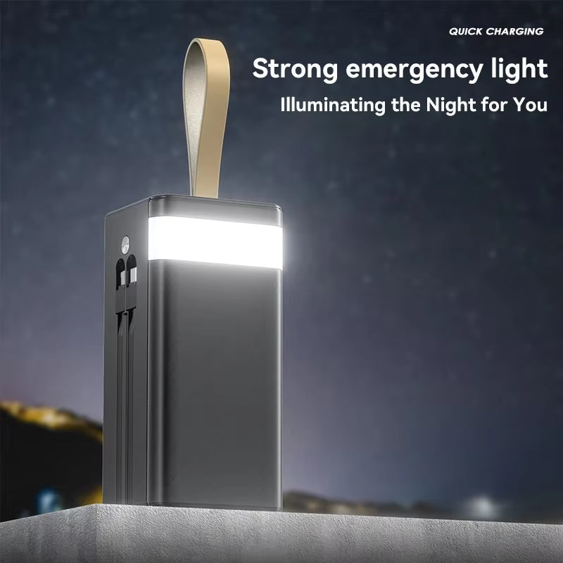 Xiaomi 100000Mah Solar Power Bank High-Capacity Built-In Cables External Battery LED Light Power Bank for Iphone Samsung 2024